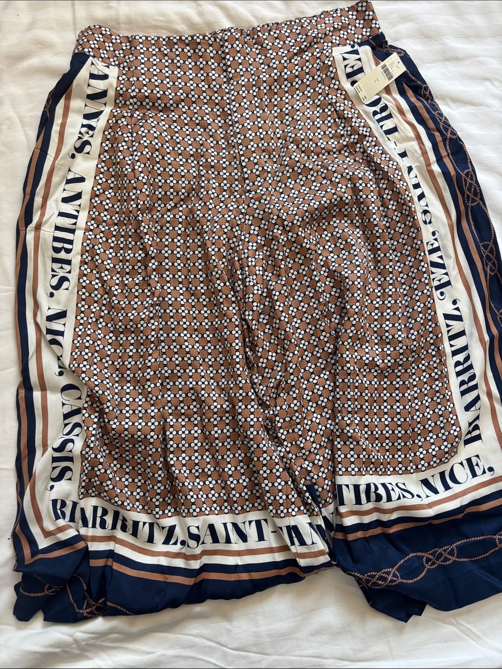 Maeve Printed PLEATED A-LINE CULOTTES, Sz L, Color: Neautral 🛥️ ⚓️🪝 - Picture 6 of 11
